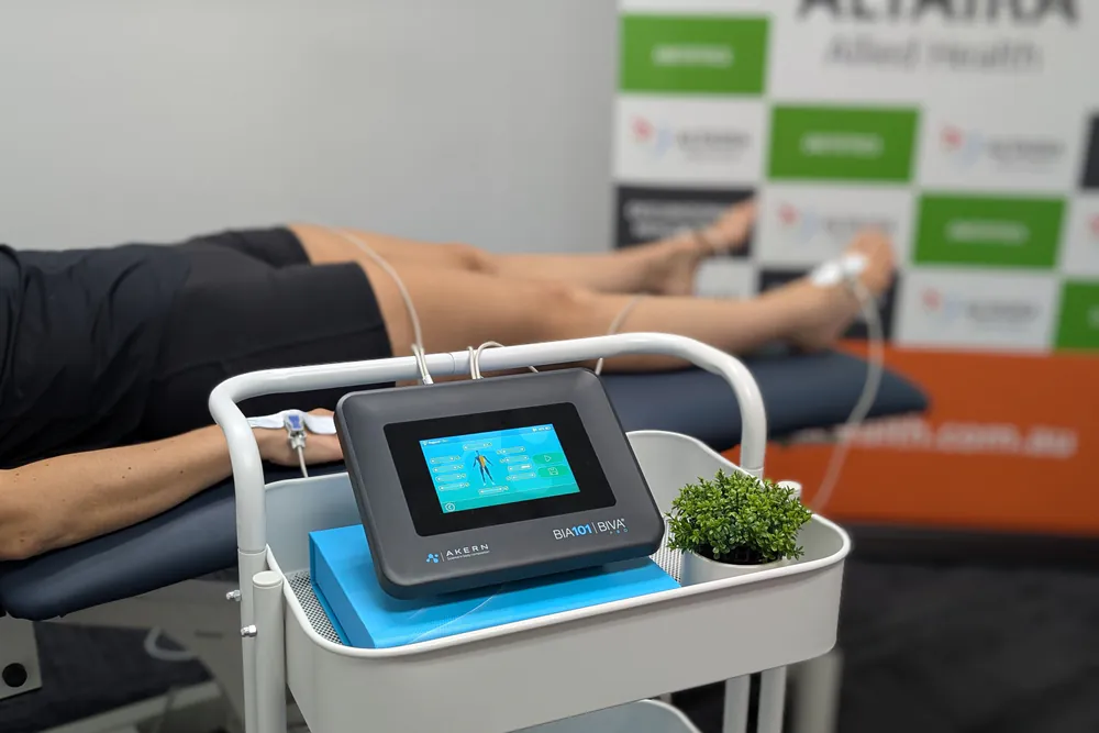 AKERN BIA101 BIVA body composition analyser showing assessment results