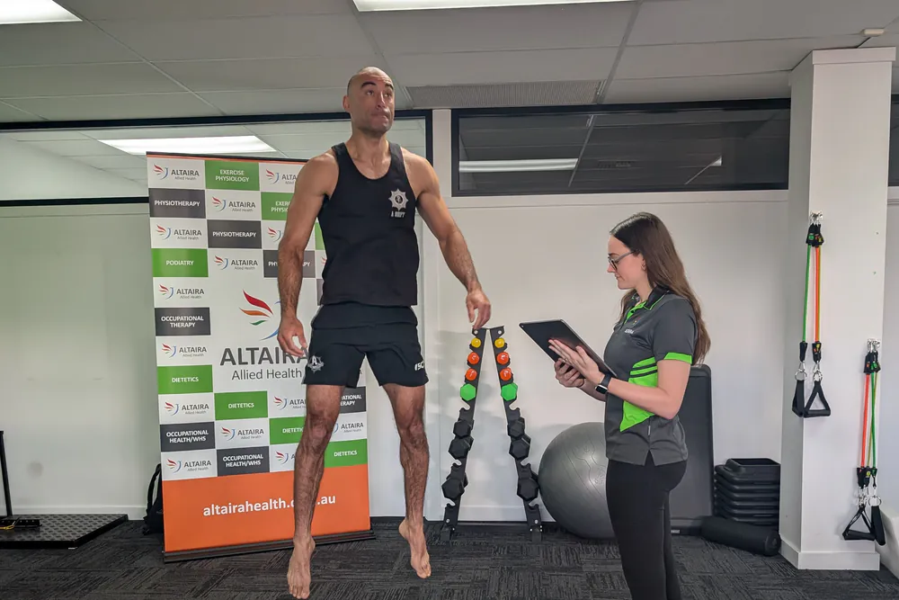 Jump test on VALD ForceDecks force plates at Altaira Allied Health